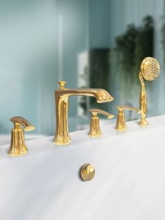 Смеситель на борт ванны с душем AltroBagno Beatrice 020103 Or золото